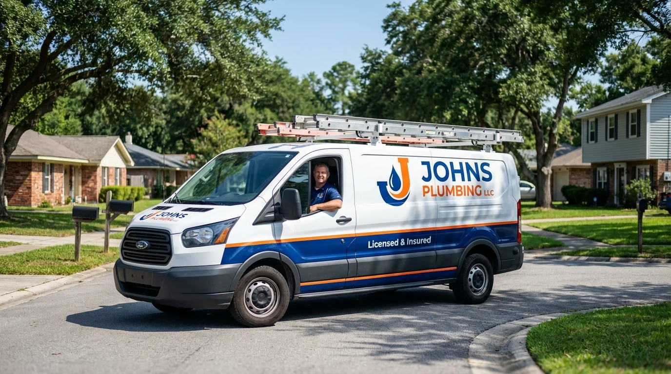 Johns Plumbing LLC service van in Clay Center, KS