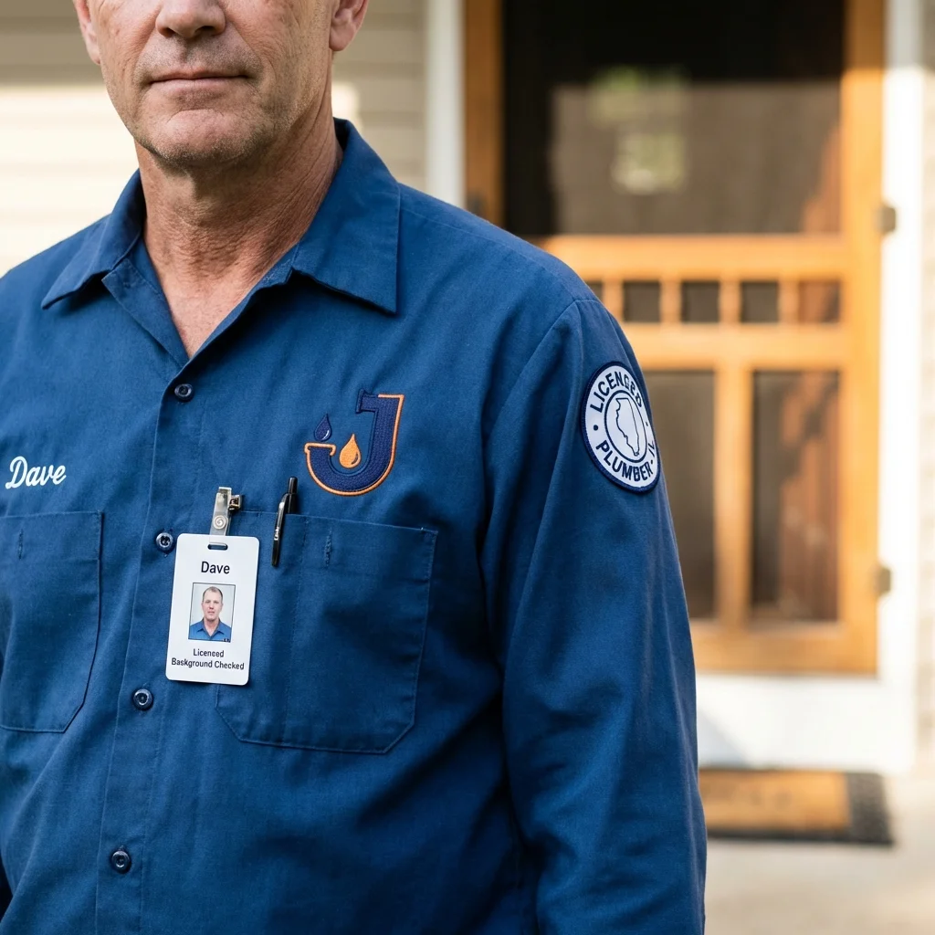 Licensed plumber showing ID badge in Clay Center, KS