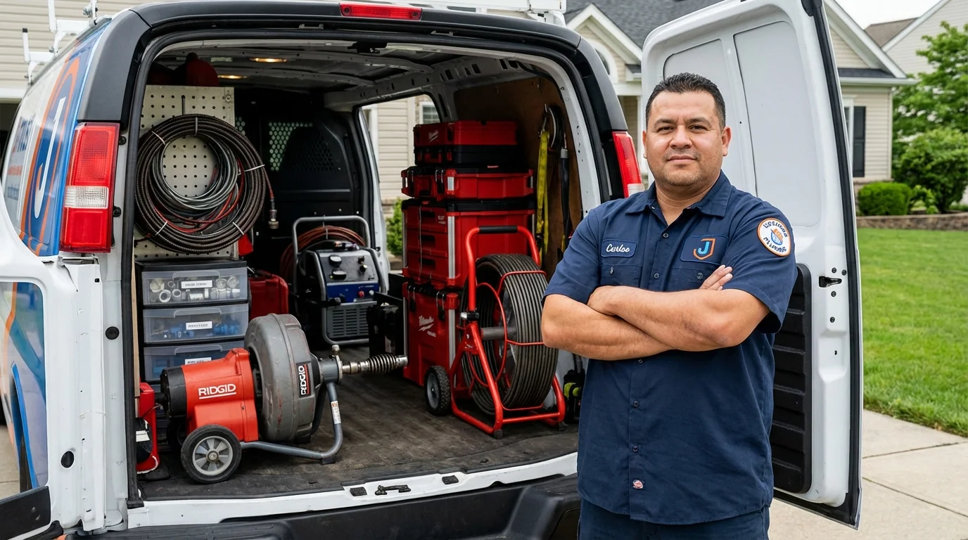 Professional drain cleaning equipment and Johns Plumbing LLC plumber in Clay Center
