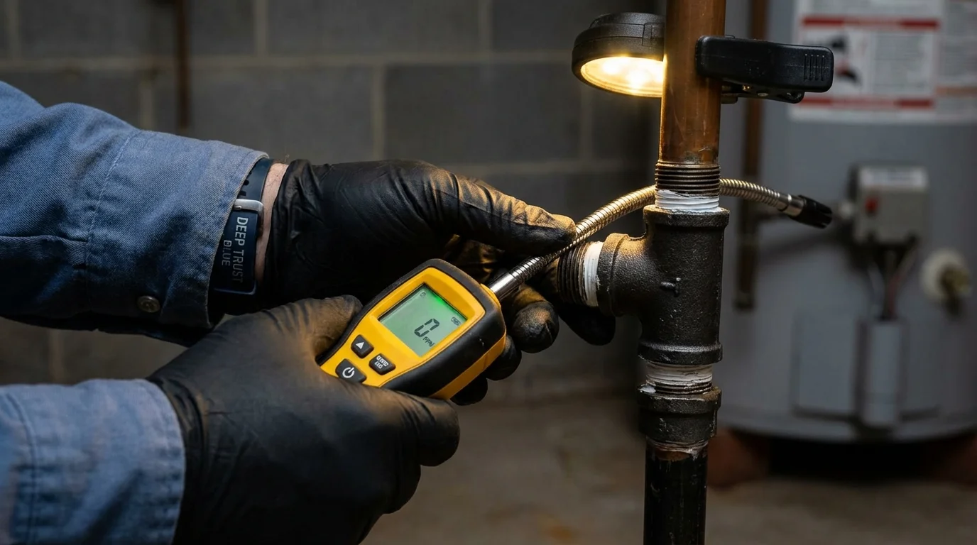 Gas leak detection with electronic sniffer by Johns Plumbing LLC in Clay Center